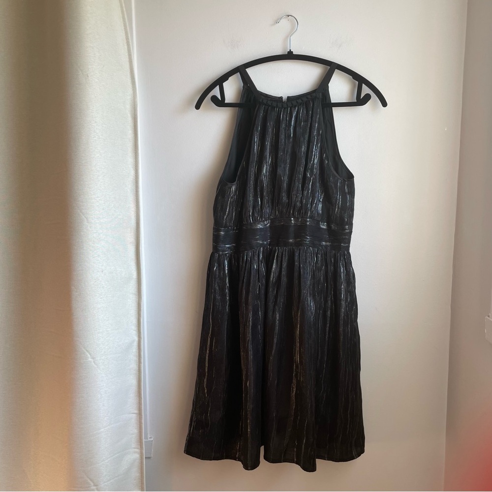 Black Dress w/ Silver Shimmer Taffeta-like material-Whimsigoth-size L